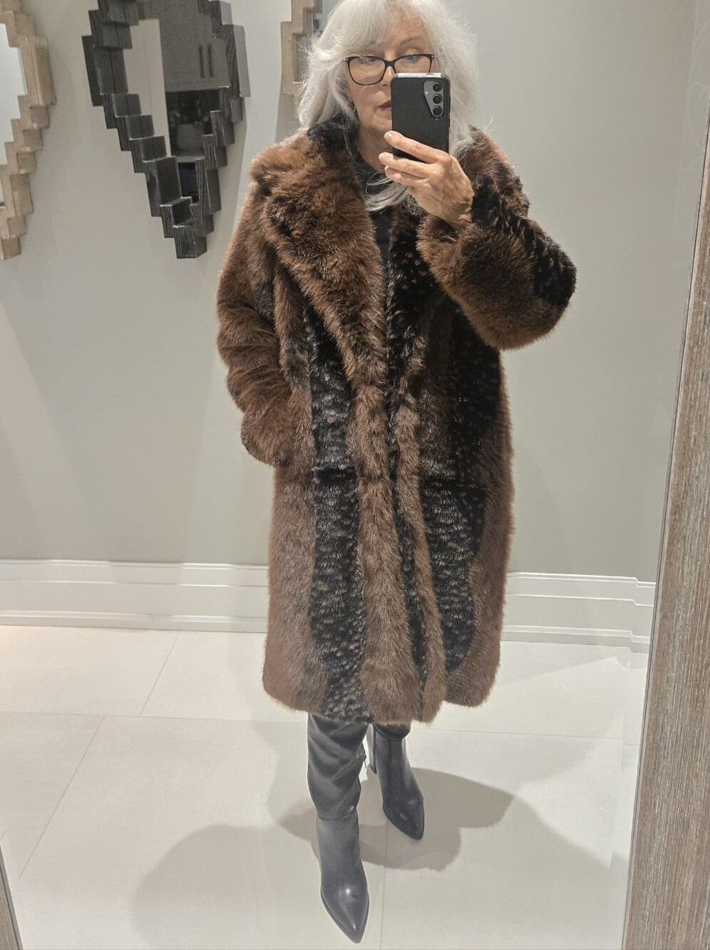 Faux Fur NWT Long Coat Med